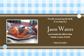 checkered photo birth announcements