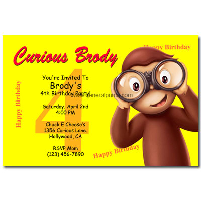 Curious George on Personalized Curious George Invitations  Birthday  Printable  Party