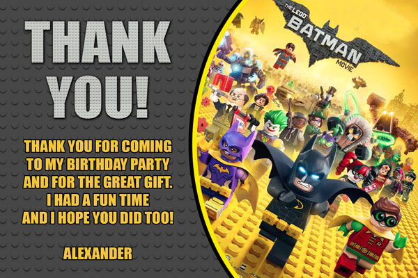 Lego Batman Movie Thank You Notes, 8-pk