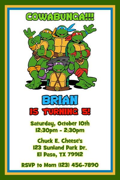 Ninja Turtles Birthday Invitation