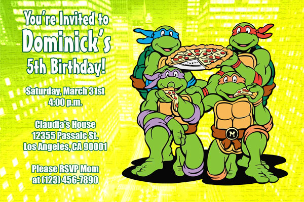 Teenage Mutant Ninja Turtles Birthday Invitations | TMNT